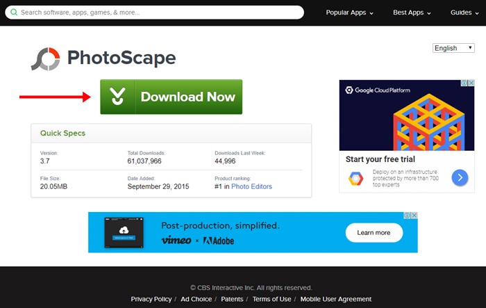 Скачивание бесплатного фоторедактора для компьютера PhotoScape с официального сайта